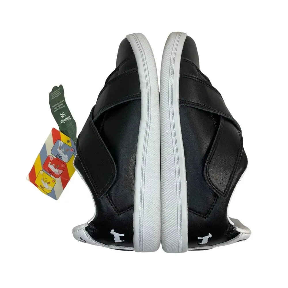 GOATS Kids Black Leather Low Crossover Hook-and-loop Sneakers Size 1 Unisex